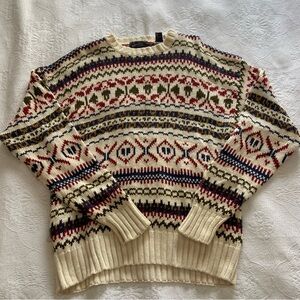 Cozy Patterned Vintage Knit Sweater